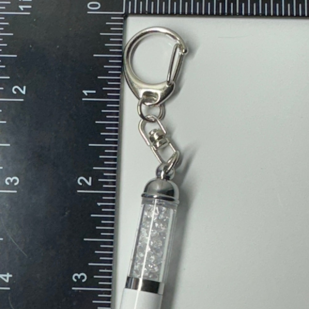 EFFY White Pen Keychain Sparkle Pen Bling Pen with Clip Charm - Picture 4 of 5